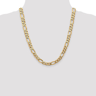 14K Flat Figaro with Lobster Clasp Chain (Style FFL220-22)