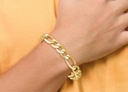 14K Flat Figaro with Lobster Clasp Bracelet (Style FFL250-8)