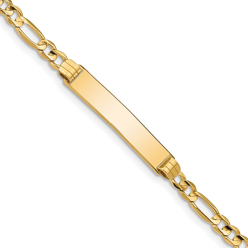 14K gold figaro link plate ID bracelet