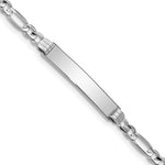 14K White Gold Polished Solid Chain/Solid Plate Figaro Link Plate ID Bracelet view