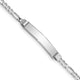 14K White Gold Polished Solid Chain/Solid Plate Figaro Link 25x4. Plate ID Bracelet