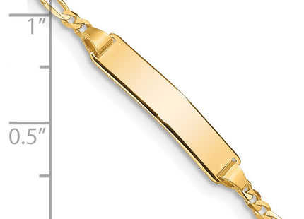 14k Polished Solid Chain/Solid Plate Figaro Link 19. Plate ID Bracelet (Style FIG060ID-7)
