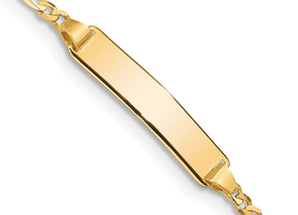 14k Polished Solid Chain/Solid Plate Figaro Link 19. Plate ID Bracelet (Style FIG060ID-7)