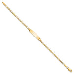 14K Polished Solid Chain/Solid Plate Figaro Link Soft Diamond Shape Plate ID Bracelet view