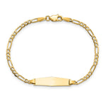 14K Polished Solid Chain/Solid Plate Figaro Link Soft Diamond Shape Plate ID Bracelet view