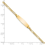 14K Polished Solid Chain/Solid Plate Figaro Link Soft Diamond Shape Plate ID Bracelet view