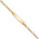 14K Polished Solid Chain/Solid Plate Figaro Link Soft Diamond Shape Plate ID Bracelet