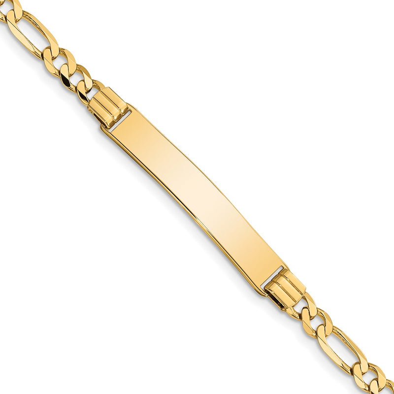 14K gold figaro link plate ID bracelet