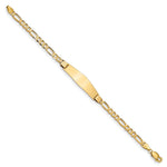 14K Polished Solid Chain/Solid Plate Figaro Link Soft Diamond Shape Plate ID Bracelet view