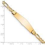 14K Polished Solid Chain/Solid Plate Figaro Link Soft Diamond Shape Plate ID Bracelet view