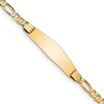 14K Polished Solid Chain/Solid Plate Figaro Link Soft Diamond Shape Plate ID Bracelet view