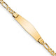 14K Polished Solid Chain/Solid Plate Figaro Link Soft Diamond Shape Plate ID Bracelet