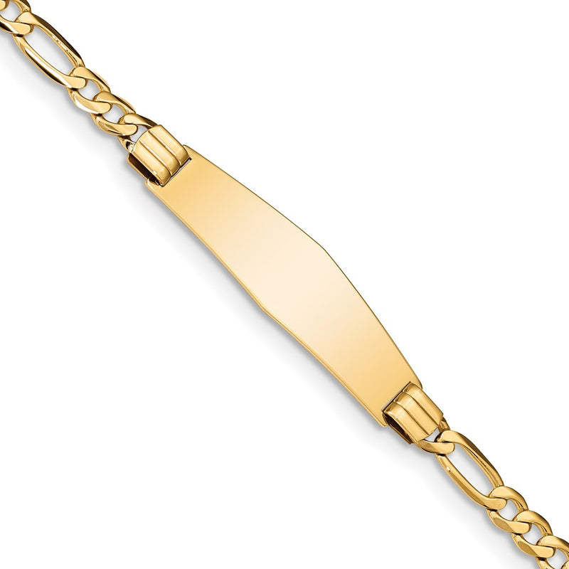 14K gold figaro link plate ID bracelet