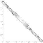 14K White Gold Polished Solid Chain/Solid Plate Figaro Link Soft Diamond Shape Plate ID Bracelet, 7 x 9.3mm view