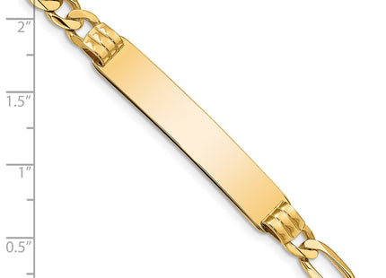 14k Polished Solid Chain/Solid Plate Figaro Link Plate ID Bracelet