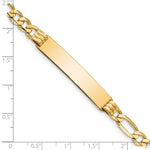 14K Polished Solid Chain/Solid Plate Figaro Link Plate ID Bracelet, 8 x 8mm view