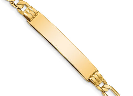 14k Polished Solid Chain/Solid Plate Figaro Link Plate ID Bracelet