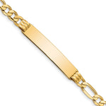 14K Polished Solid Chain/Solid Plate Figaro Link Plate ID Bracelet, 8 x 8mm view