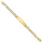 14K Polished Solid Chain/Solid Plate Figaro Link Soft Diamond Shape Plate ID Bracelet view