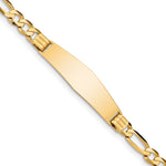 14K Polished Solid Chain/Solid Plate Figaro Link Soft Diamond Shape Plate ID Bracelet view