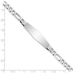 14K White Gold Polished Solid Chain/Solid Plate Figaro Link Soft Diamond Shape Plate ID Bracelet view