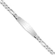 14K White Gold Polished Solid Chain/Solid Plate Figaro Link Soft Diamond Shape Plate ID Bracelet