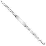 14K White Gold Polished Solid Chain/Solid Plate Figaro Link Plate ID Bracelet view