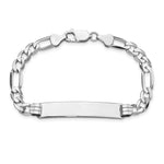 14K White Gold Polished Solid Chain/Solid Plate Figaro Link Plate ID Bracelet view