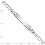 14K White Gold Polished Solid Chain/Solid Plate Figaro Link Plate ID Bracelet view