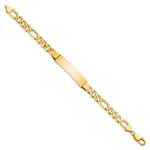 14K Polished Solid Chain/Solid Plate Figaro Link Plate ID Bracelet, 8 x 10mm view
