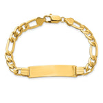 14K Polished Solid Chain/Solid Plate Figaro Link Plate ID Bracelet, 8 x 10mm view