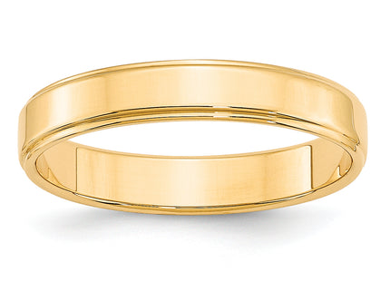 14k Yellow Gold Flat with Step Edge Wedding Band