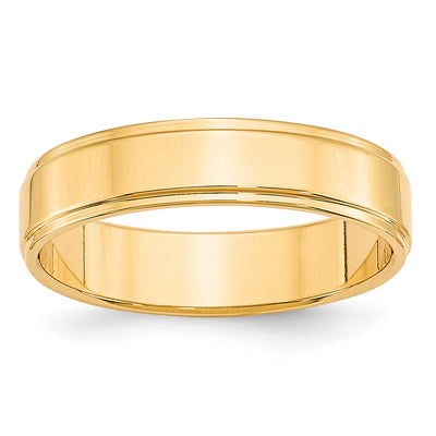 14K Yellow Gold Flat with Step Edge Wedding Band