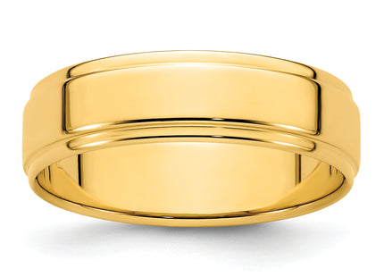 14k Yellow Gold Flat with Step Edge Wedding Band