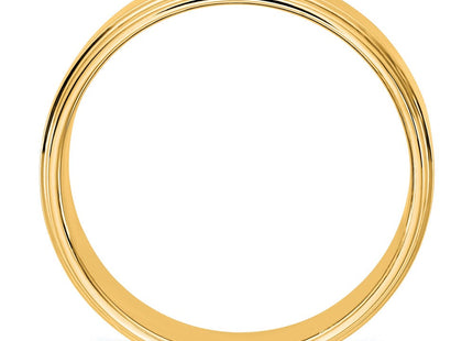 14k Yellow Gold Flat with Step Edge Wedding Band