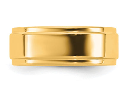 14k Yellow Gold Flat with Step Edge Wedding Band