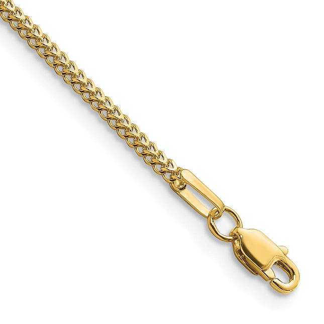 14K Franco with Lobster Clasp Bracelet, 7 x 1.3mm