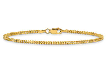 14K Franco with Lobster Clasp Bracelet, 7 x 1.5mm