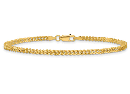 14K Franco with Lobster Clasp Bracelet, 7 x 2mm
