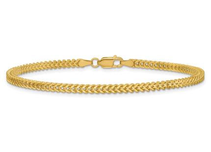 14K Franco with Lobster Clasp Bracelet, 7 x 2.3mm