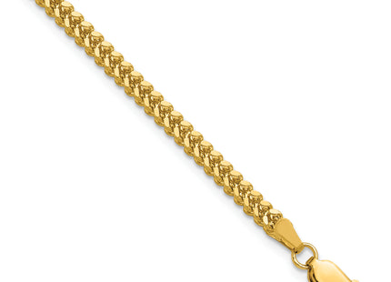 14K Franco with Lobster Clasp Bracelet, 7 x 2.3mm