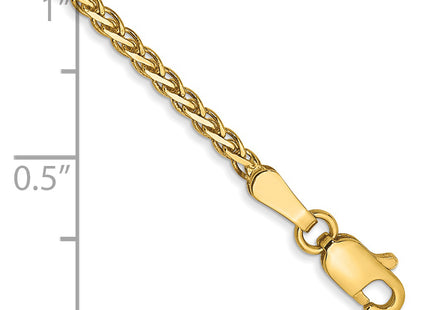 14K Flat Wheat with Lobster Clasp Bracelet, 7 x 1.9mm
