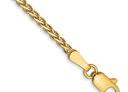14K Flat Wheat with Lobster Clasp Bracelet, 7 x 1.9mm