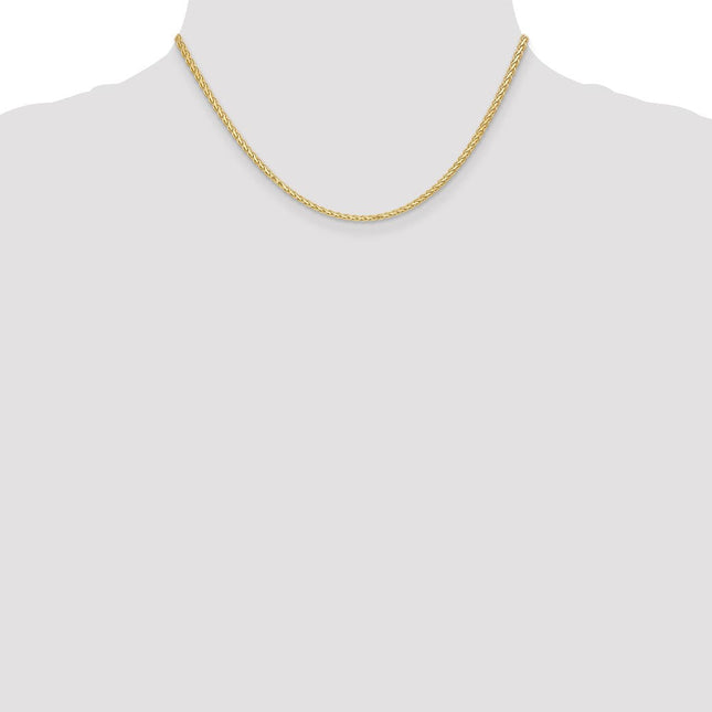 14K Flat Wheat with Lobster Clasp Bracelet, 7 x 2.3mm