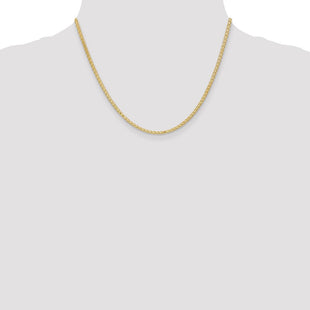 14K Flat Wheat with Lobster Clasp Chain (Style FW070-18)