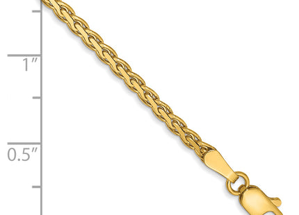 14K Flat Wheat with Lobster Clasp Bracelet, 7 x 2.3mm