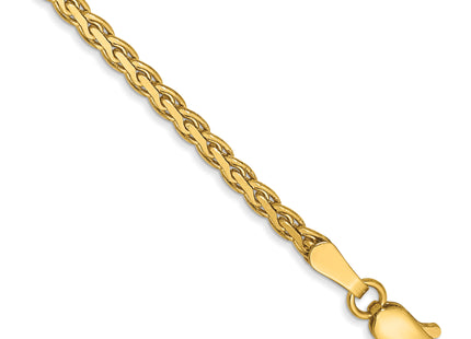 14K Flat Wheat with Lobster Clasp Bracelet, 7 x 2.3mm
