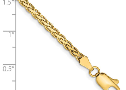 14K Flat Wheat with Lobster Clasp Bracelet (Style FW085-7)