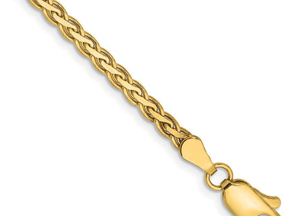 14K Flat Wheat with Lobster Clasp Bracelet (Style FW085-7)