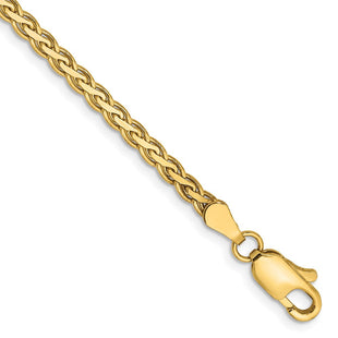 14K Flat Wheat with Lobster Clasp Bracelet (Style FW085-7)